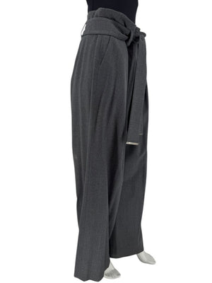Armani Collezioni Gray High-Waisted Belted Wide-Leg Trousers – Size 10