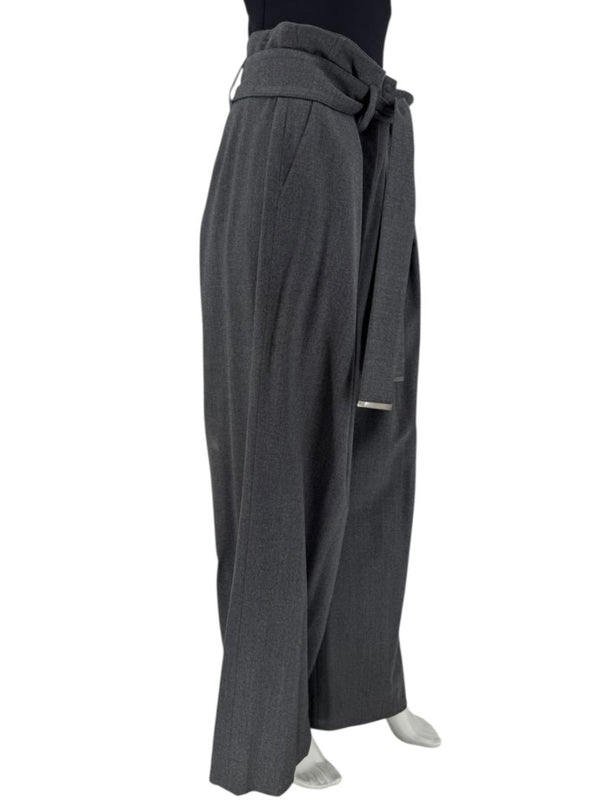 Armani Collezioni Gray High-Waisted Belted Wide-Leg Trousers – Size 10