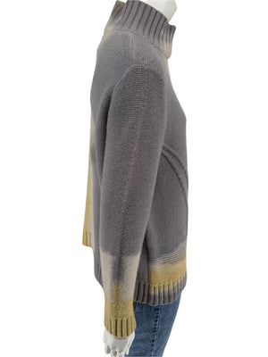Lafayette 148 New York Wool-Cashmere Ombre Mock Neck Sweater – Size L
