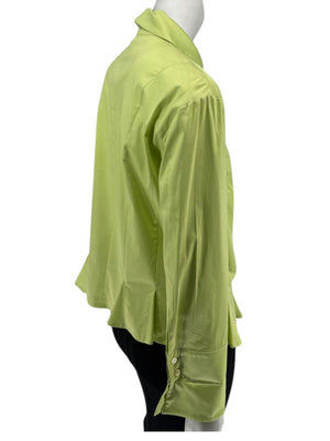 Escada Lime Green Cotton Blend Tailored Blouse – Size 42