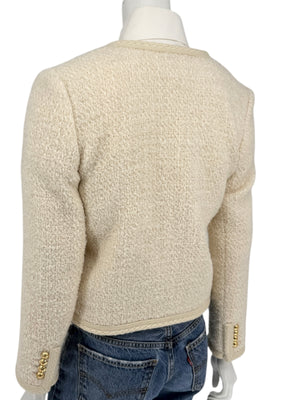 Celine “Chelsea” Ivory Tweed Jacket – Size FR 34