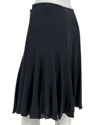 Armani Collezioni Black Silk A-Line Flounce Skirt –Size: 12
