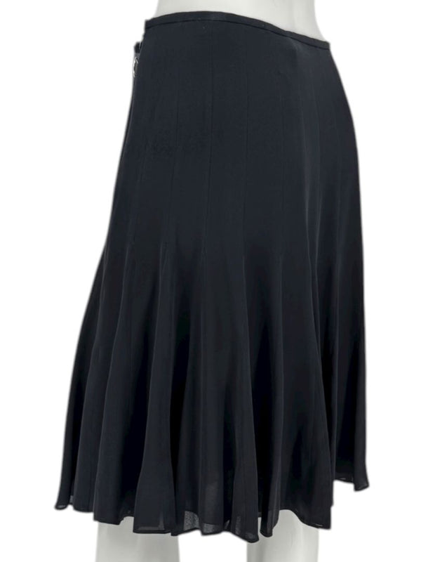 Armani Collezioni Black Silk A-Line Flounce Skirt –Size: 12