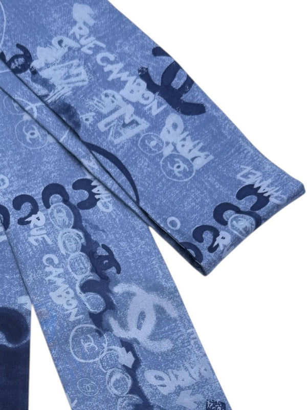 Chanel Oversized “Twilly” CC Logo Print Silk Scarf