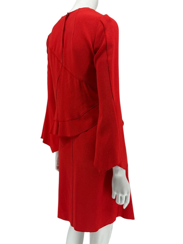 Proenza Schouler Women’s Red Acetate-Viscose Asymmetrical Wrap Dress with Tie Waist – Size 0