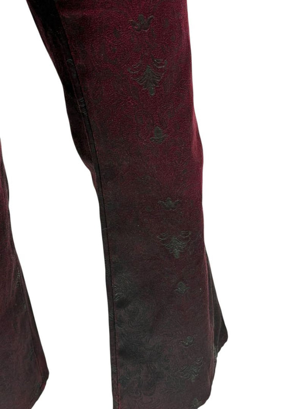 Custo Barcelona Women’s Burgundy Baroque-Print Denim-Style Pants – Size 4