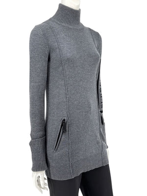 Burberry Sport Grey Wool Zip-Detail Turtleneck Sweater – Size: XS