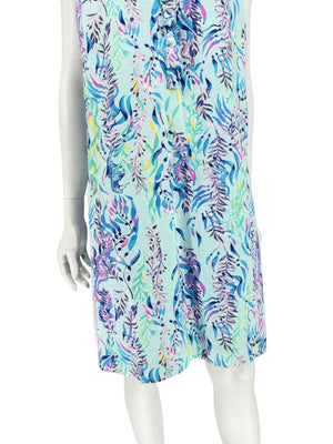 Lilly Pulitzer Aqua Multicolor Sleeveless Printed Shift Dress – Size XL