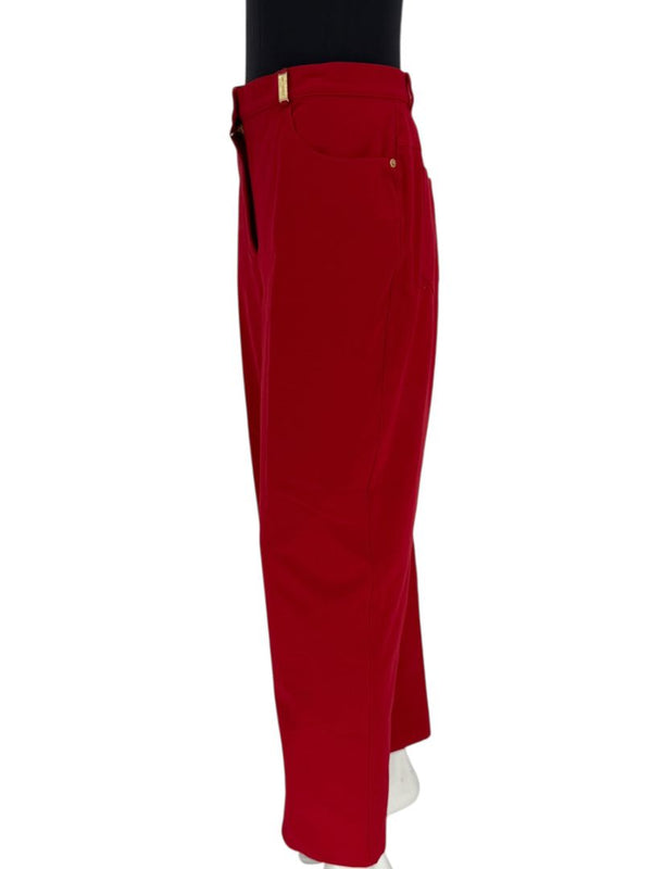St. John Red Stretch Denim Straight-Leg Jeans – Size 16