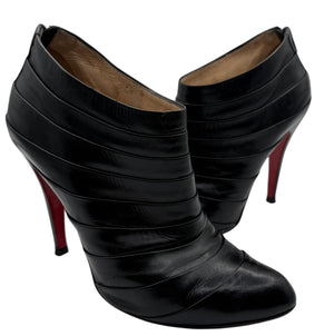 Christian Louboutin  Black Pleated Leather Orniron 100 Ankle Boots - Size 39