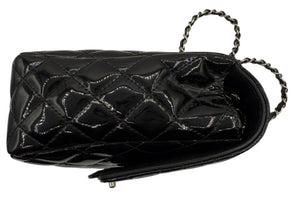 Chanel Black Quilted Patent Leather "Secret Label" Medium Flap Bag