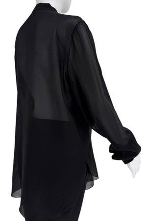 Christian Dior Silk Ascot Bow Blouse - Size 42