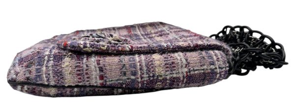 Chanel Lavender Tweed Camellia Large Flap Messenger Bag