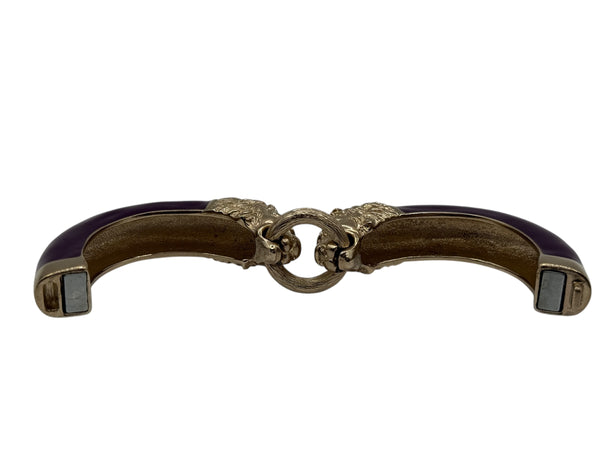 Chanel Enamel Lion Head Bracelet Purple Gold