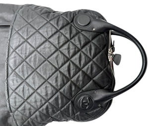Chanel Black Quilted Coated Canvas Vertical Sport Weekender Bag