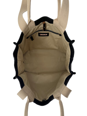 Marni Large Tote in Black raffia-effect fabric