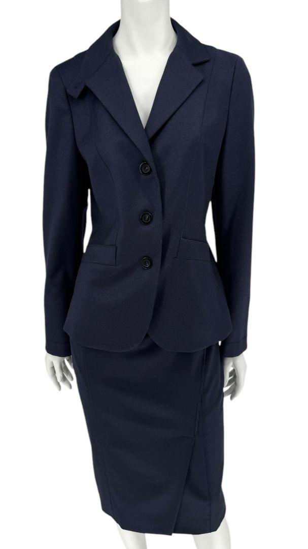 Les Copains Blue Label Navy Wool Skirt Suit – Size IT 44 / 46 (US 10 / 12)