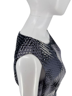 Armani Collezioni Grey & Black Abstract Dot Pleated Dress – Size 12 / IT 48