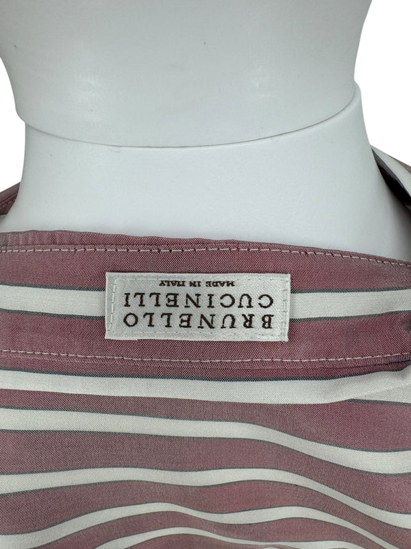 Brunello Cucinelli Silk NWT Striped Button-Up Shirt - Size L