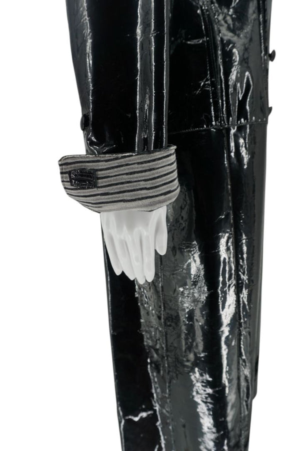 Missoni Black Patent Leather Trench Coat – Size 46