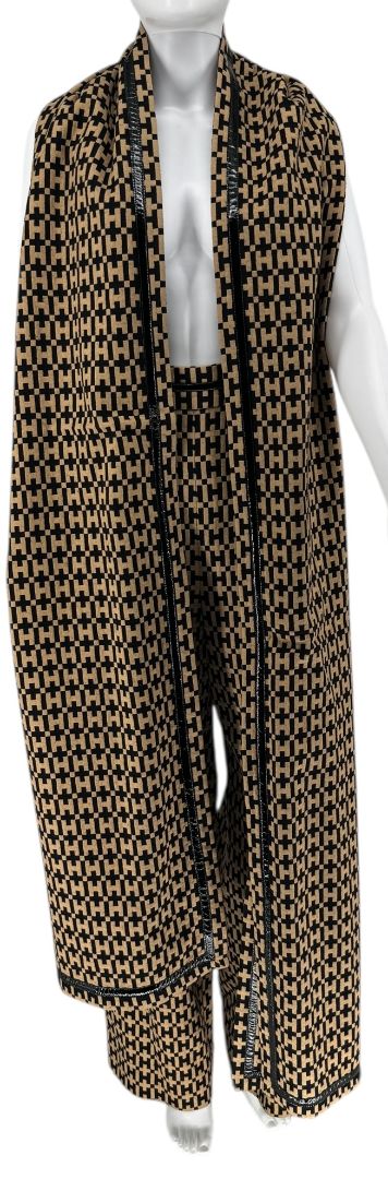 Halston “H” Patterned Straight-Leg Pants- Vintage