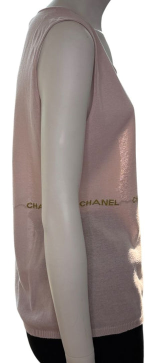 Chanel Pale Pink Cotton Logo Tank – Size FR 44 (US 10/12)