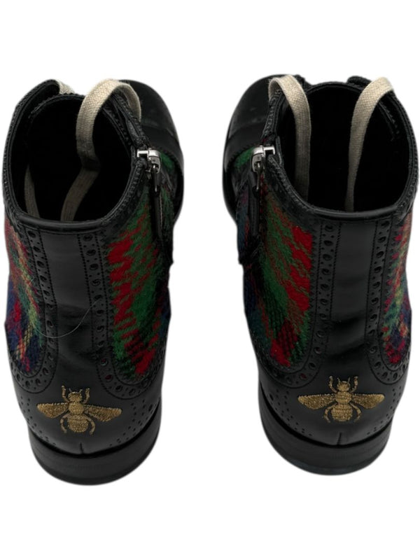 Gucci Tartan Wool & Leather Buckle Combat Boots – Men’s Size 6 (EU 39)