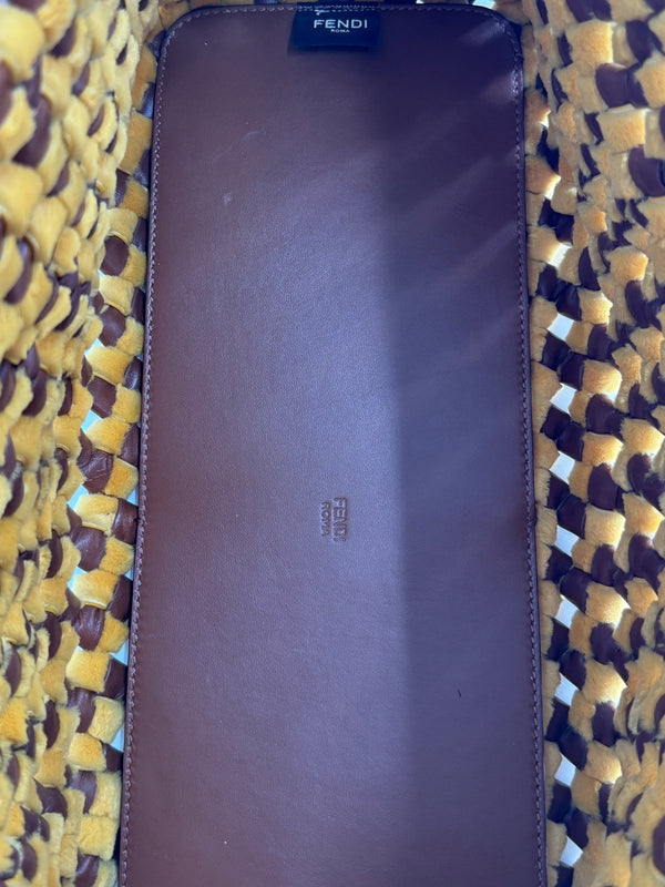 Fendi Spring 2020 Peekaboo Woven Mink & Leather Runway Tote – Brand New with Tags