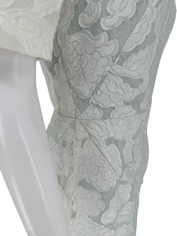 Pamella Roland Ivory Floral Lace Sheath Dress - Size 2