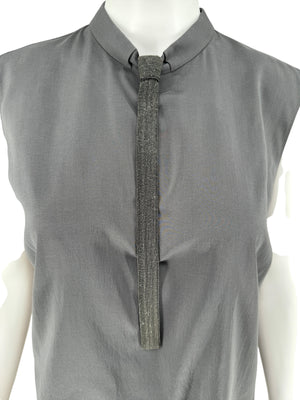 Brunello Cucinelli Sleeveless Silk Blouse with Chain Detail - XL