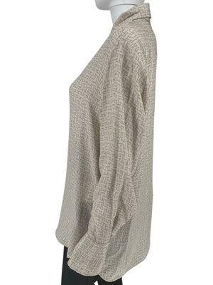 Kiton Woven Print Silk Blouse - L