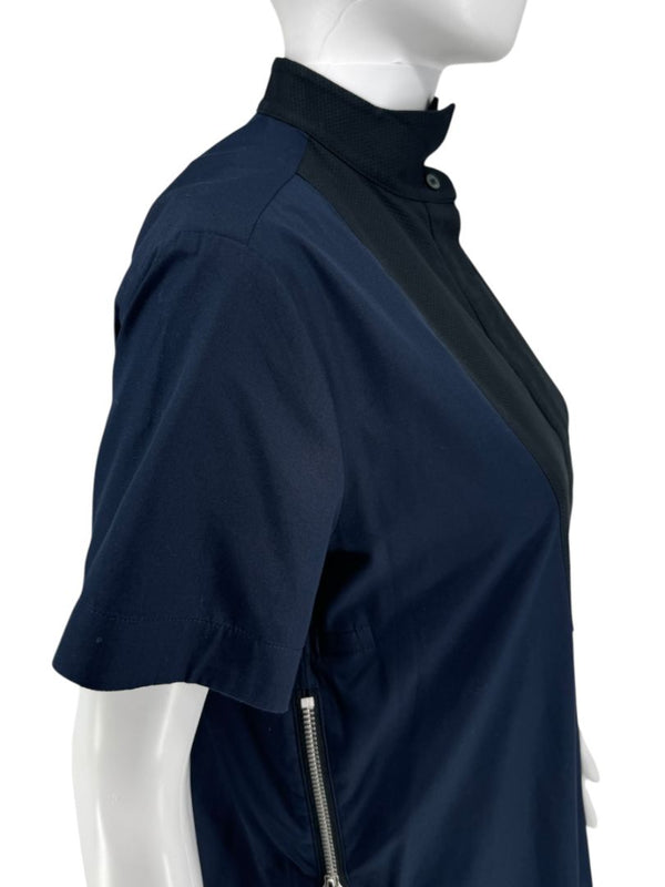 Sacai Pleated Insert Zip Shirt Dress - Size 2