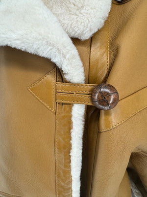 Saint Laurent Oversized Shearling Toggle Coat - Size 8