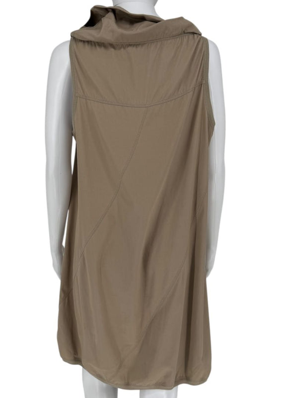 Brunello Cucinelli Taupe Cotton Sleeveless Cowl-Neck Dress - Size 8