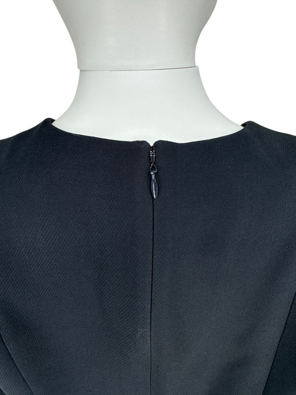 Christian Dior Navy Wool-Silk Dress with Lace Hem  - Size 12