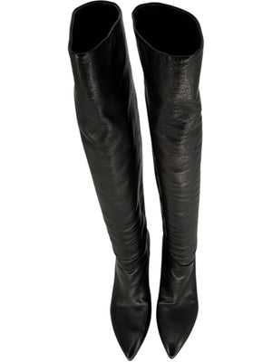 Prada Black Leather Knee-High Boots – Size 39.5
