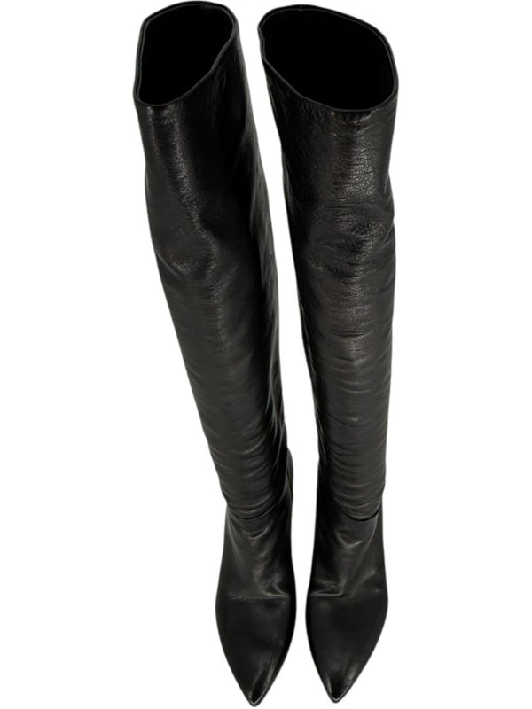 Prada Black Leather Knee-High Boots – Size 39.5