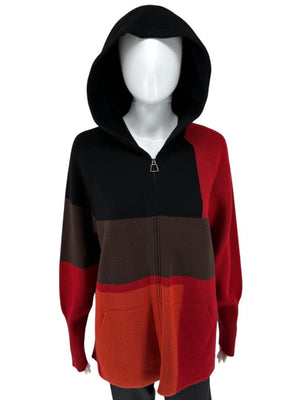 Akris Cashmere Colorblock Zip Hoodie - Size US 10
