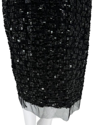 Pamella Roland Black Beaded Long Sleeve Dress - Size L