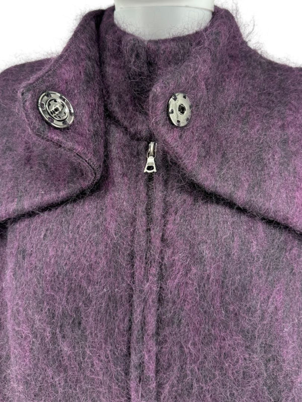 Pamella Roland Purple Alpaca & Fur Trim Coat – Size L