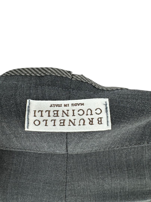 Brunello Cucinelli Charcoal Wool Trousers with MONILI Trim – Size IT 46 / US 10