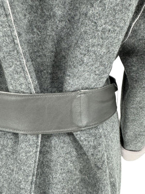 Agona Gray Double-Faced Cashmere Wrap Coat with Leather Belt – Size IT 42 (US 6)