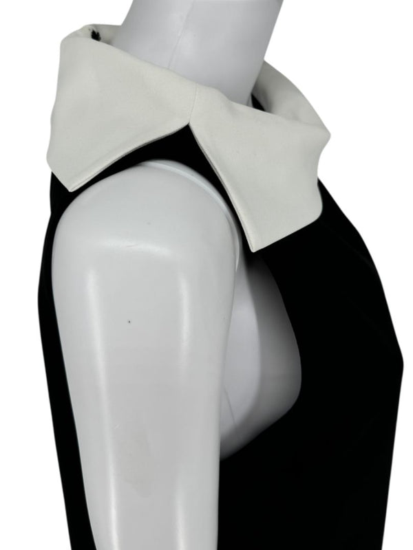 Alice + Olivia Black Shift Dress with Contrast Collar - Size 10
