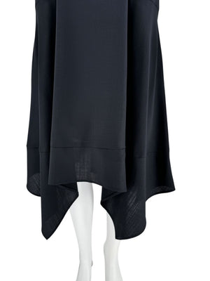 Akris Navy Sleeveless Handkerchief-Hem Midi Dress – US 12 / FR 44 / IT 48