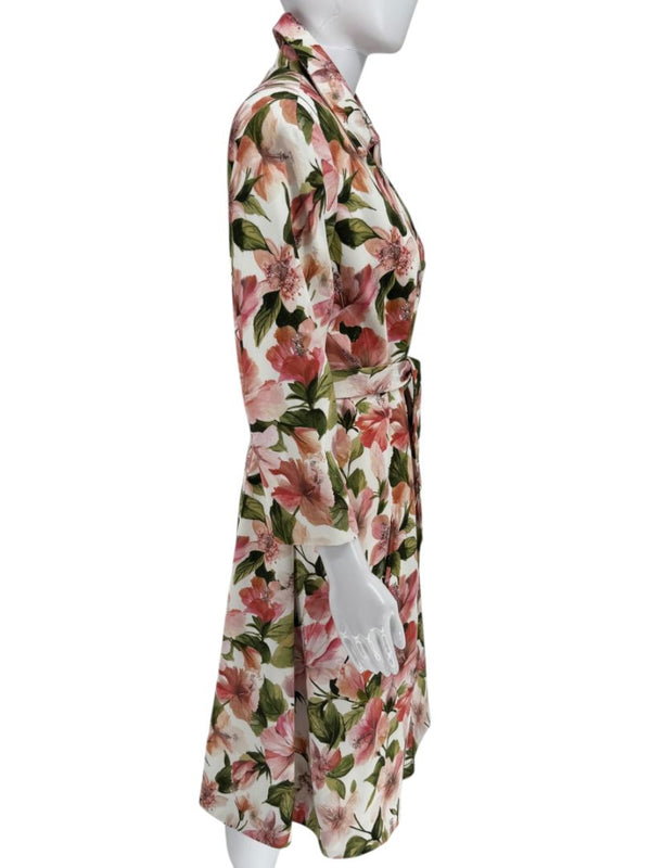 Pamella Roland Pink & Green Floral Belted Jacket – Large