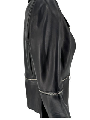 Pamella Roland Black Leather Moto Jacket - Large