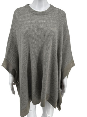 Ralph Lauren Gray Cashmere Poncho with Suede Trim – Size XS/S