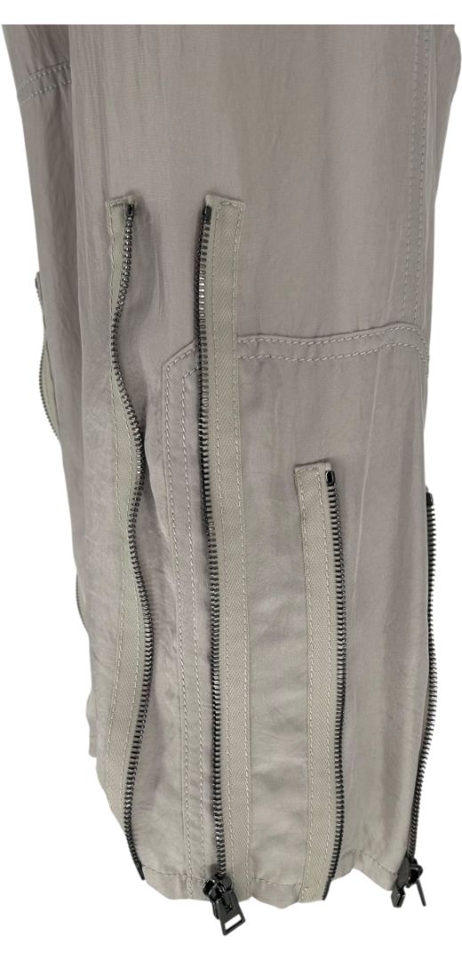 Tom Ford Taupe Acetate Silk-Zip Moto Cropped Pants – Size IT 42