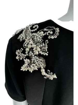 Pamella Roland Black Embellished Asymmetrical Sheath Dress – Large