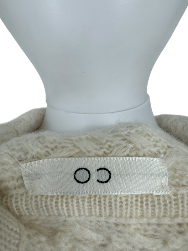 CO Ivory Basketweave Knit Hooded Zip Sweater - Size M